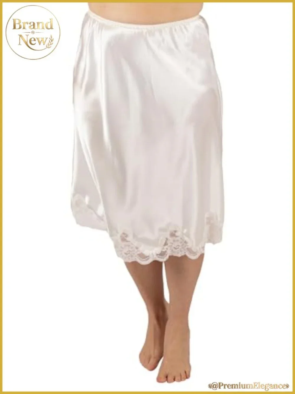 Satin Charmeuse Half Slip with Rochelle Lace